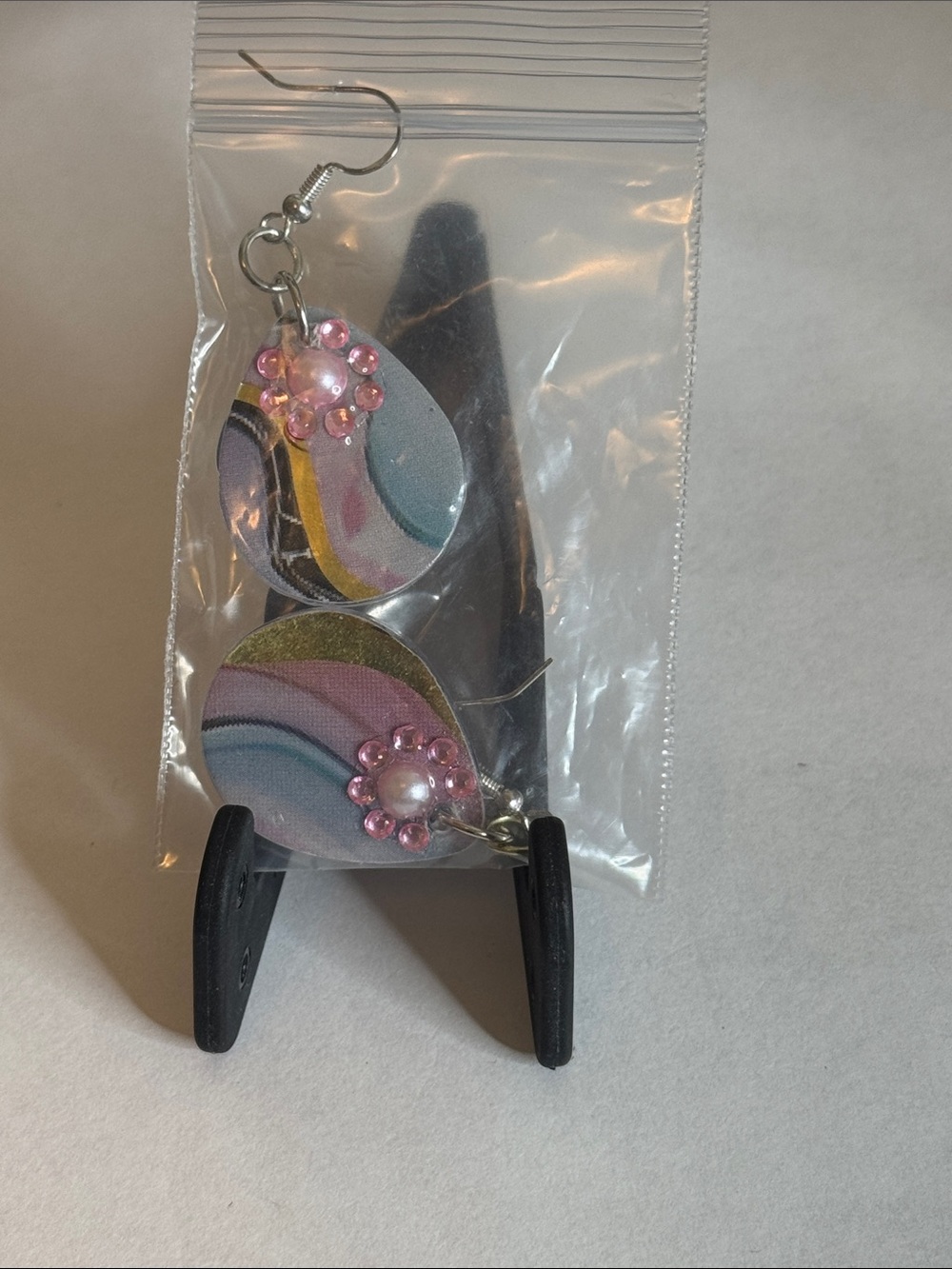 Handmade Pink marble Teardrop Earrings - Women Accessories